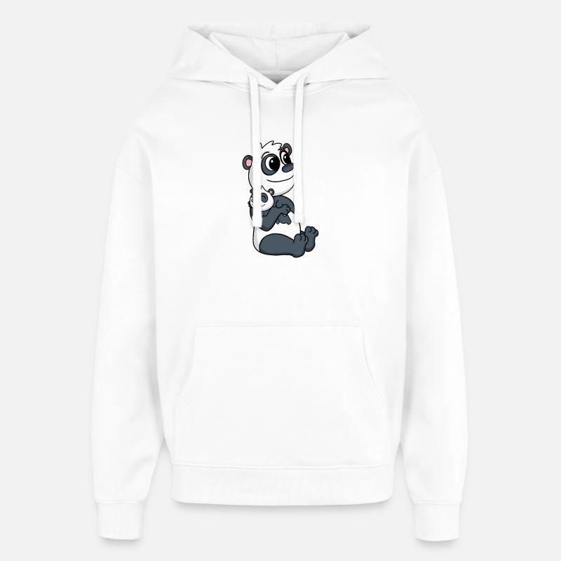 Panda Family - Panda avec bébé - Sweat à capuche unisexe Stanley/Stella Oversized - blanc