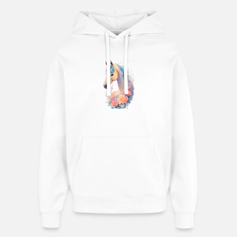 Cheval fleur - Sweat à capuche unisexe Stanley/Stella Oversized - blanc