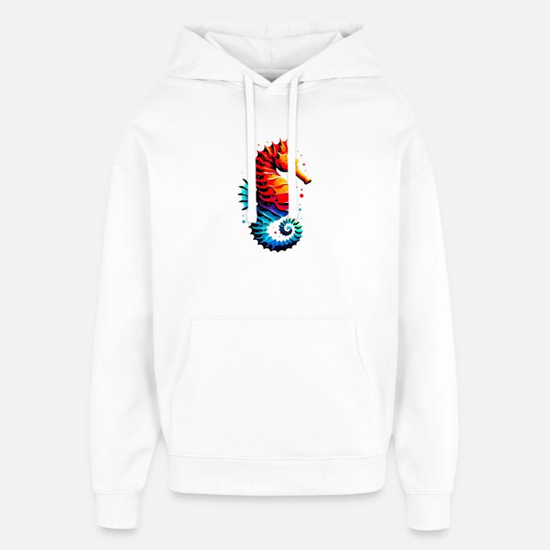 Hippocampe - Sweat à capuche unisexe Stanley/Stella Oversized - blanc