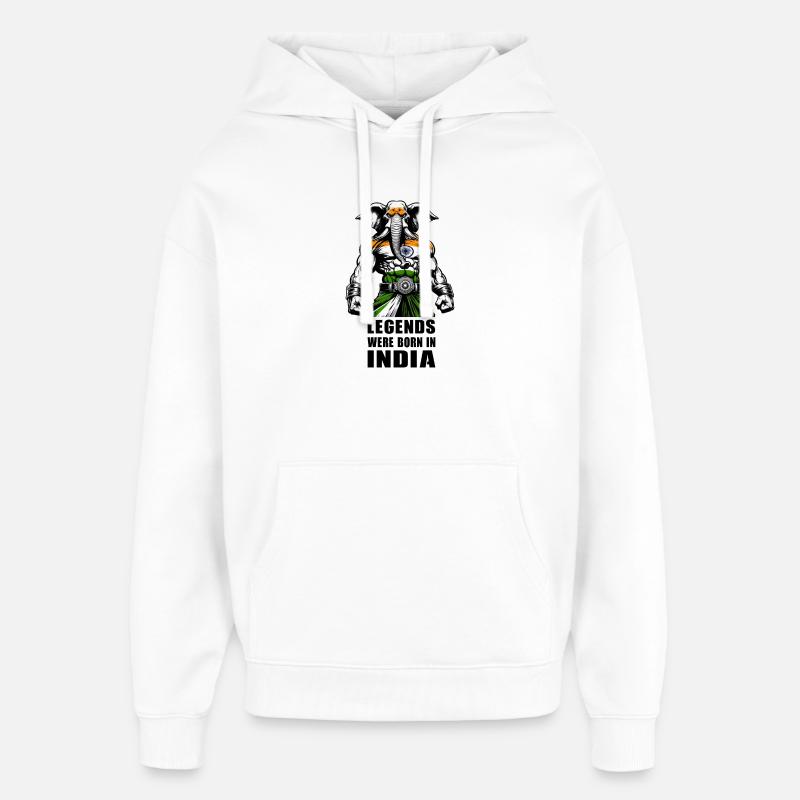 Motif de légendes d'éléphants d'Inde - Sweat à capuche unisexe Stanley/Stella Oversized - blanc