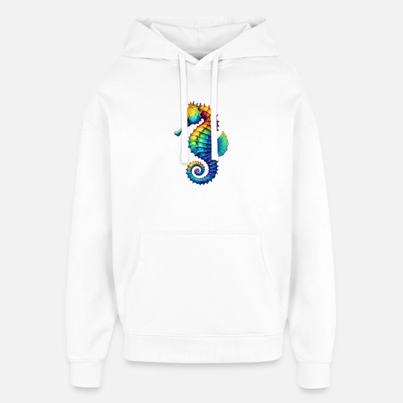 Hippocampe - Sweat à capuche unisexe Stanley/Stella Oversized - blanc