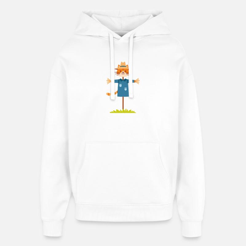 Chat épouvantail - Sweat à capuche unisexe Stanley/Stella Oversized - blanc