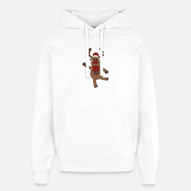 Noël amusant avec l’orignal - Sweat à capuche unisexe Stanley/Stella Oversized - blanc