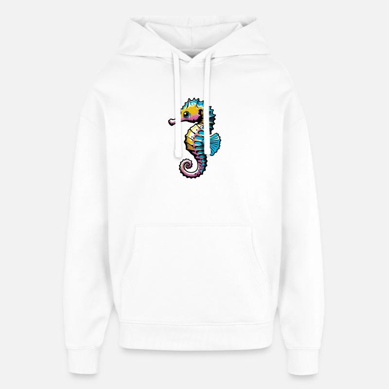 Hippocampe - Sweat à capuche unisexe Stanley/Stella Oversized - blanc