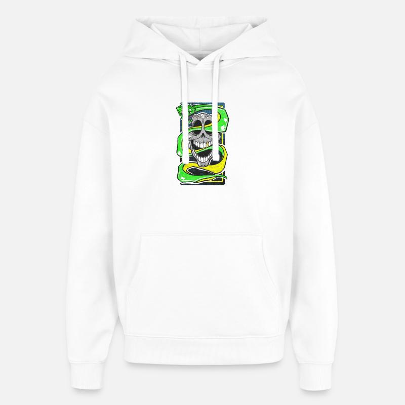 Crâne et serpent Édition néon - Sweat à capuche unisexe Stanley/Stella Oversized - blanc