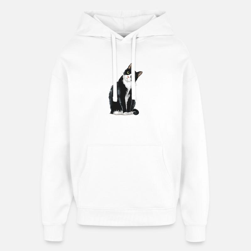Chat noir et blanc - Sweat à capuche unisexe Stanley/Stella Oversized - blanc