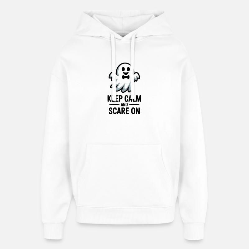 Restez calme et faites peur - Sweat à capuche unisexe Stanley/Stella Oversized - blanc
