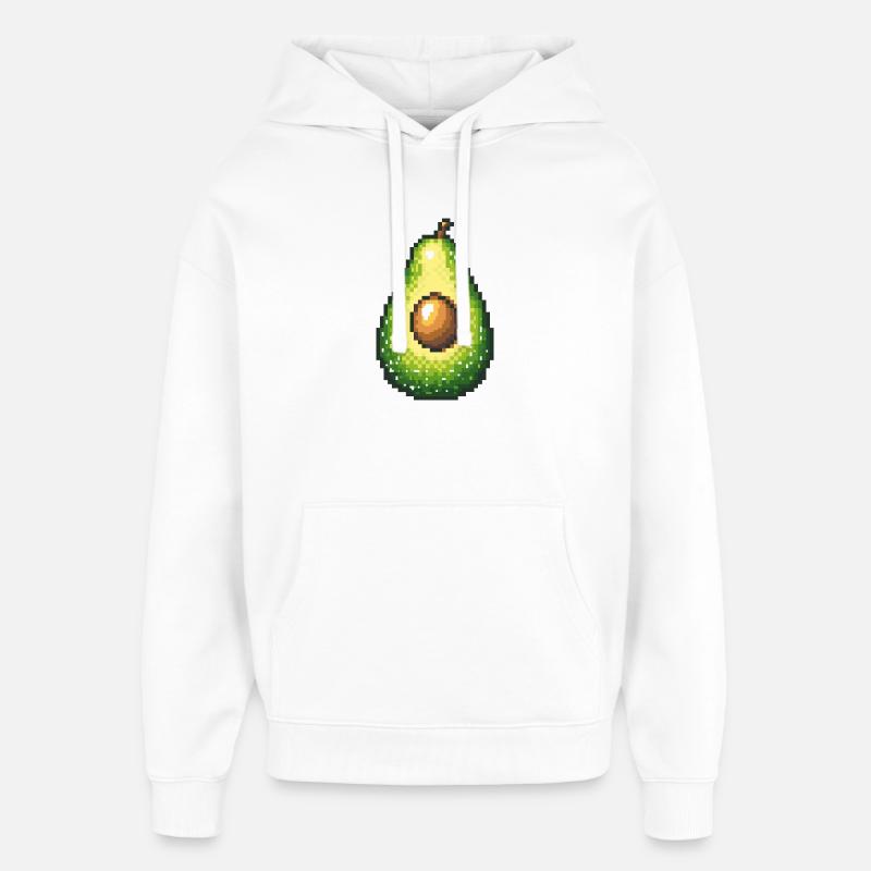 Pixel Avocado Retro Fruit Image - Oversized Unisex Hoodie by Stanley/Stella - white