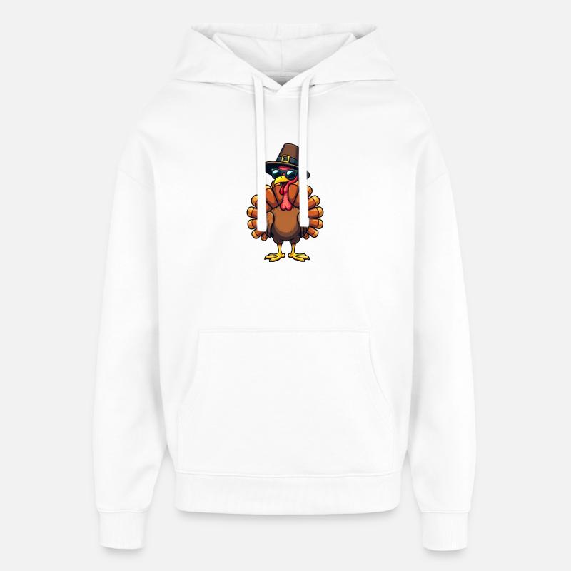 Thanksgiving Drôle Dinde de Thanksgiving - Sweat à capuche unisexe Stanley/Stella Oversized - blanc