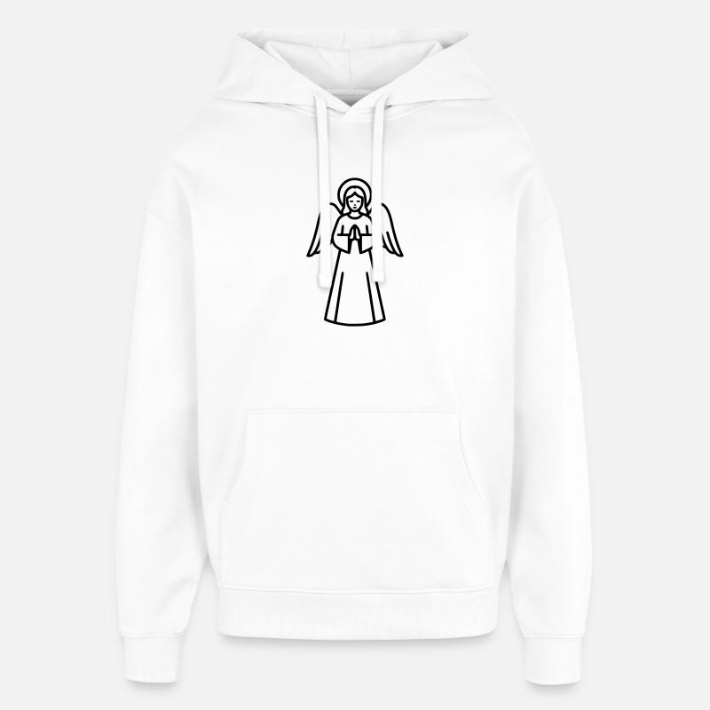 ange-ange-aile-silhouette-simple-4 - Sweat à capuche unisexe Stanley/Stella Oversized - blanc