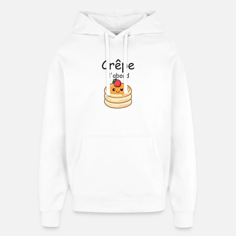 Crepe d'abord: Pancake kawaii - Sweat à capuche unisexe Stanley/Stella Oversized - blanc