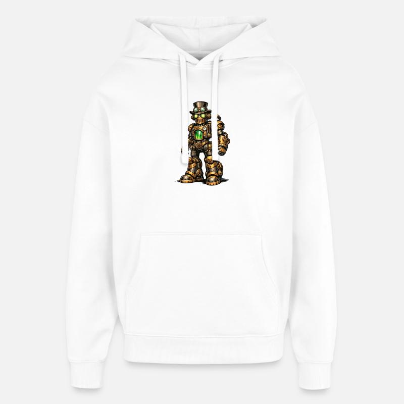 Steampunk Robot - Sweat à capuche unisexe Stanley/Stella Oversized - blanc