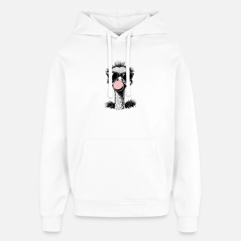 Autruche cool qui souffle du chewing-gum - Sweat à capuche unisexe Stanley/Stella Oversized - blanc