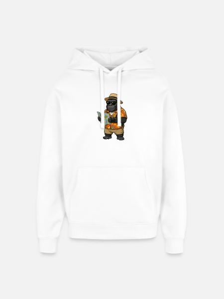 Gorilla Reisender im Hawaii Hemd - Oversized Unisex Hoodie von Stanley/Stella - Weiß
