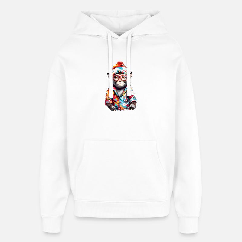 Singe cool - Sweat à capuche unisexe Stanley/Stella Oversized - blanc