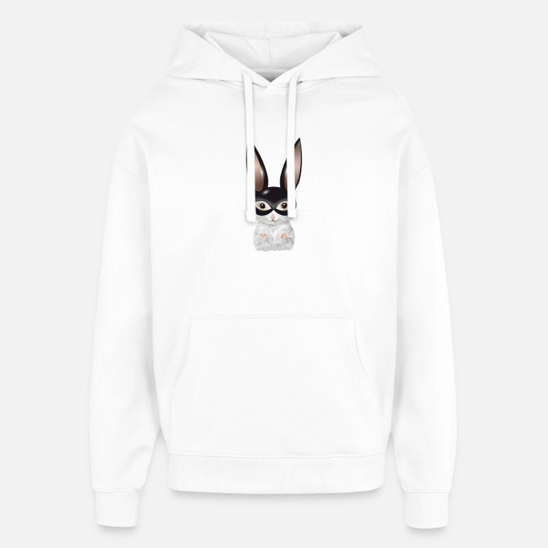 Simpatico topo bianco con travestimento da maschera da coniglietti - Stanley/Stella Oversized Felpa con cappuccio unisex - bianco
