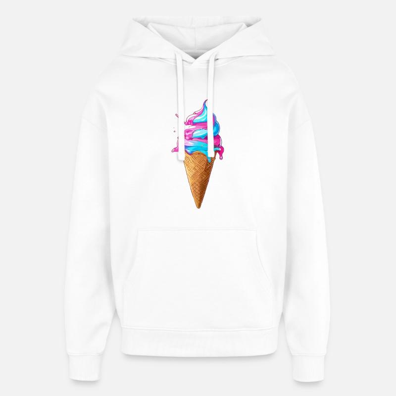Lecker Eiscreme | Synthwave Eistüte - Oversized Unisex Hoodie von Stanley/Stella - Weiß
