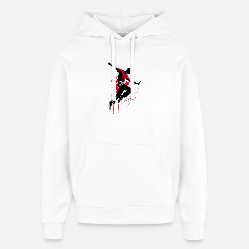 Breakdancer Dancer Silhouette en Rouge Noir - Sweat à capuche unisexe Stanley/Stella Oversized - blanc