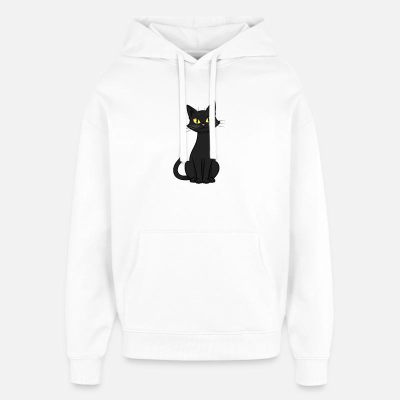 Élégante illustration de chat noir - Sweat à capuche unisexe Stanley/Stella Oversized - blanc