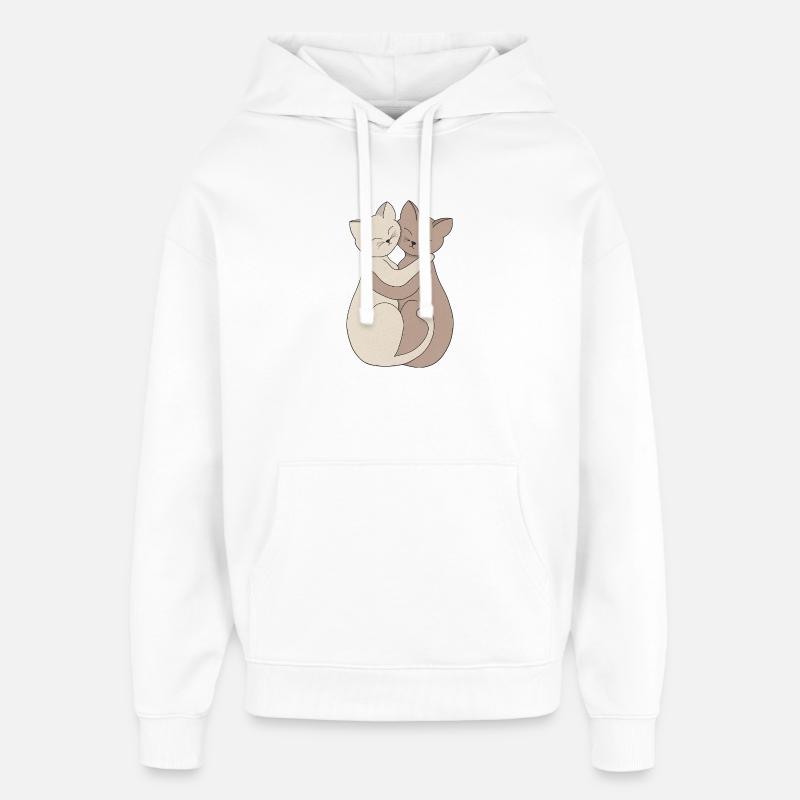 Illustration d'amitié de chats qui s'embrassent - Sweat à capuche unisexe Stanley/Stella Oversized - blanc