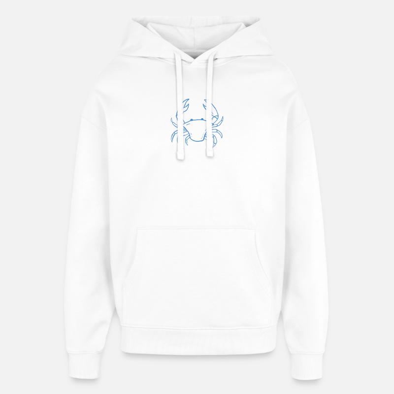 Dessin au trait du crabe bleu - Sweat à capuche unisexe Stanley/Stella Oversized - blanc