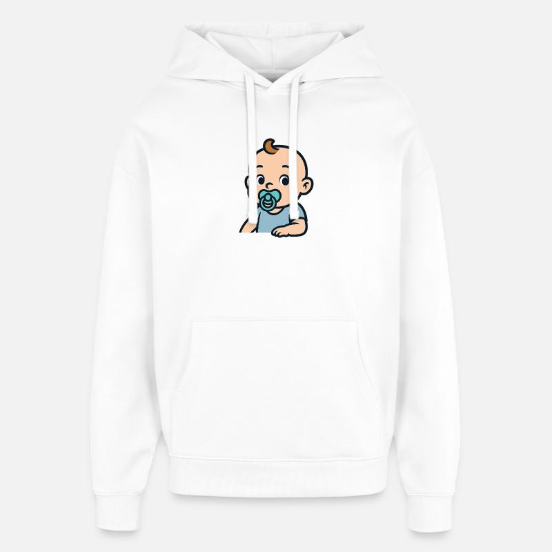 Bébé mignon avec sucette, dessin animé - Sweat à capuche unisexe Stanley/Stella Oversized - blanc