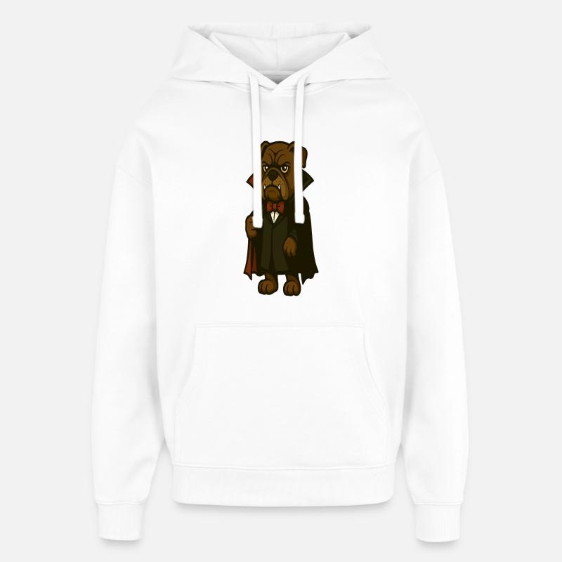 Mascotte Vampire Bouledogue en Cape Sombre - Sweat à capuche unisexe Stanley/Stella Oversized - blanc
