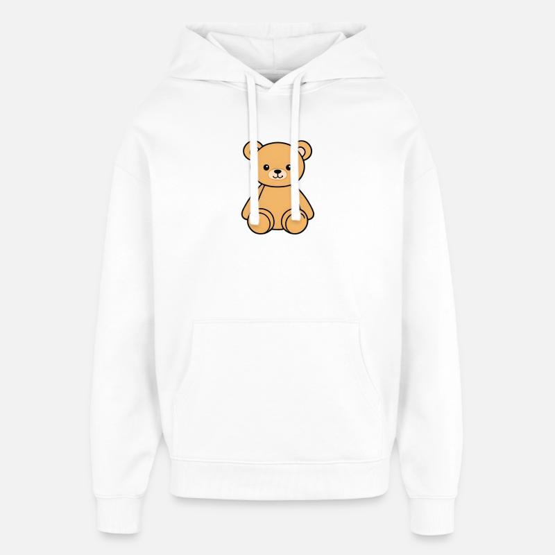 Dessin animé mignon d’ours en peluche - Sweat à capuche unisexe Stanley/Stella Oversized - blanc