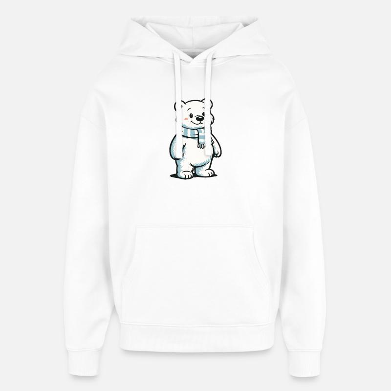 Ours polaire avec écharpe - Sweat à capuche unisexe Stanley/Stella Oversized - blanc