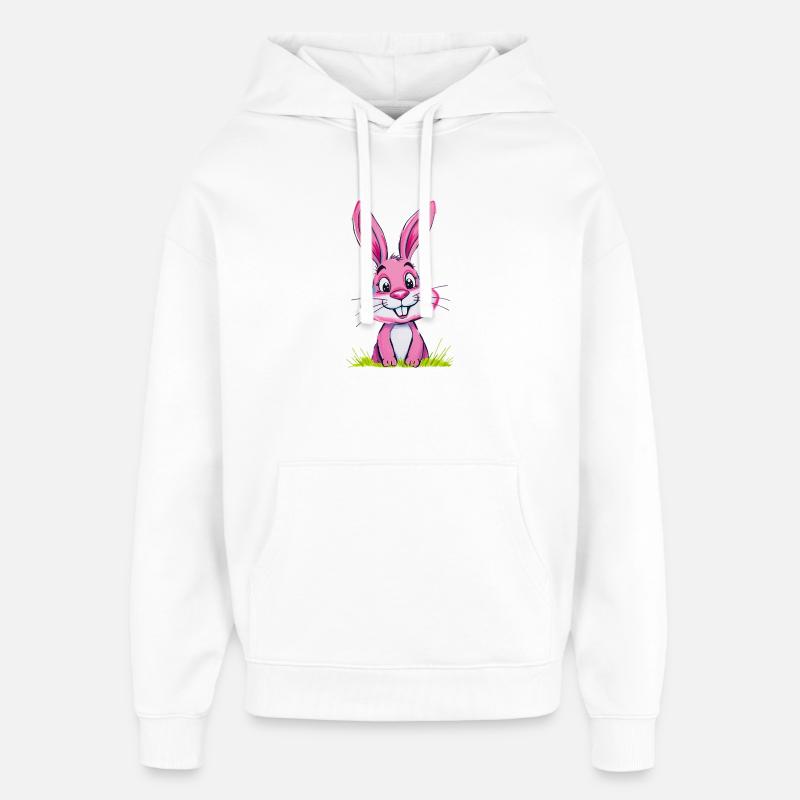 Lapin de Pâques Rose - Sweat à capuche unisexe Stanley/Stella Oversized - blanc