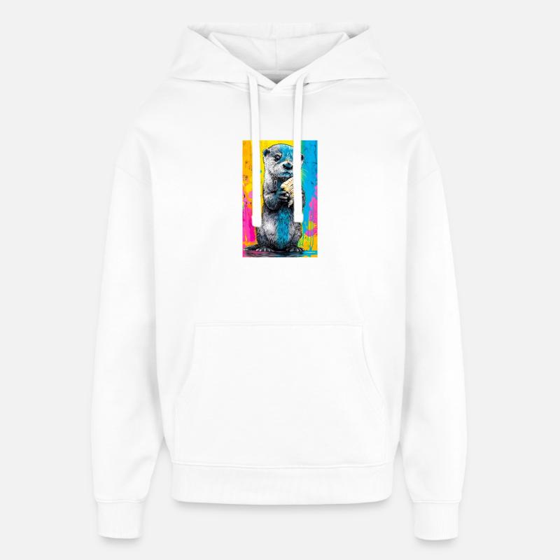 loutre - Sweat à capuche unisexe Stanley/Stella Oversized - blanc