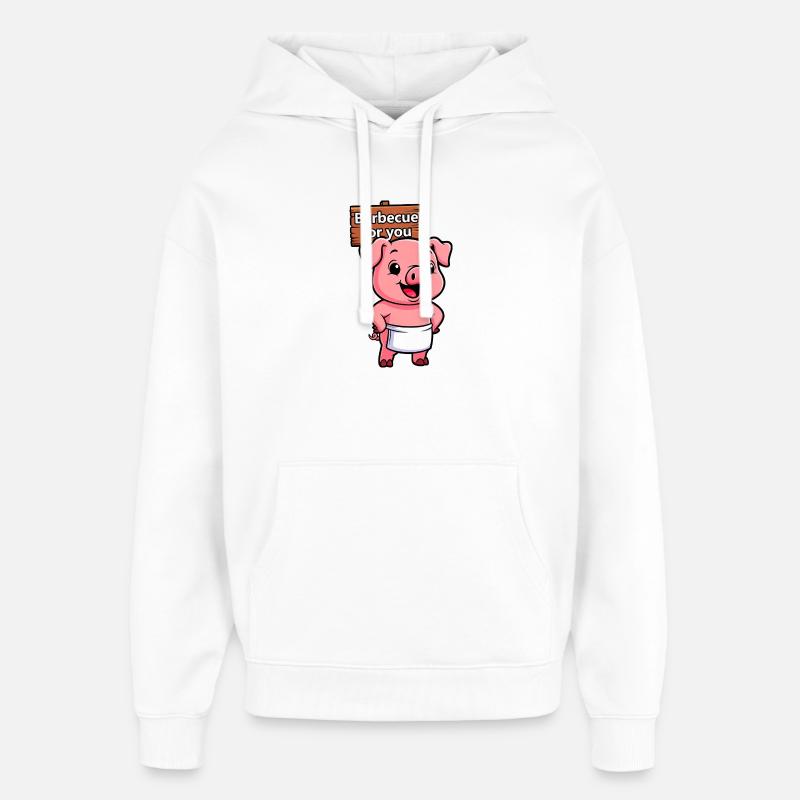 Panneau de cricket avec cochon - Sweat à capuche unisexe Stanley/Stella Oversized - blanc