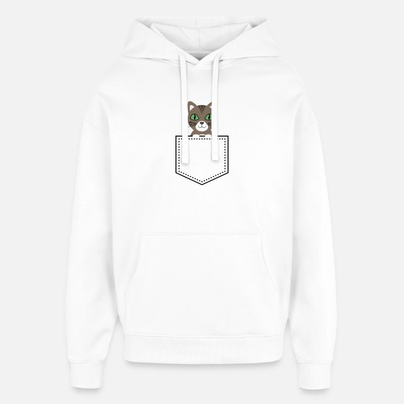 Taschentier chat maquereau brun - Sweat à capuche unisexe Stanley/Stella Oversized - blanc