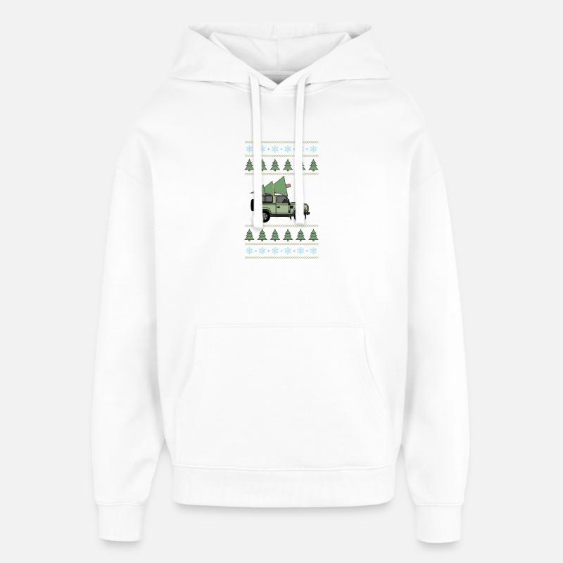 Defender 90 - Sapin de Noël - Sweat à capuche unisexe Stanley/Stella Oversized - blanc