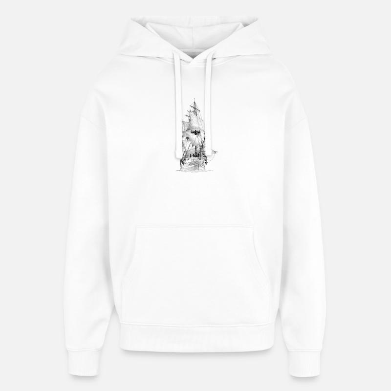 sailing ship - Sweat à capuche unisexe Stanley/Stella Oversized - blanc