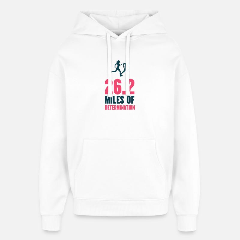Marathon - 26,2 miles de détermination - Sweat à capuche unisexe Stanley/Stella Oversized - blanc