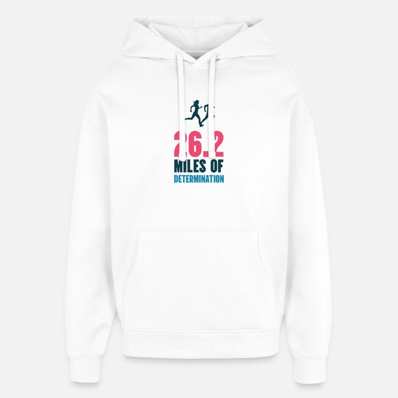 Marathon - 26,2 miles de détermination - Sweat à capuche unisexe Stanley/Stella Oversized - blanc