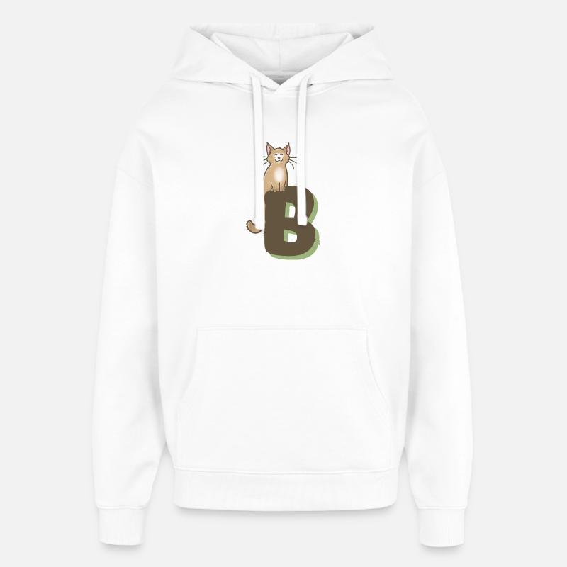 Lettre B du chat - Sweat à capuche unisexe Stanley/Stella Oversized - blanc