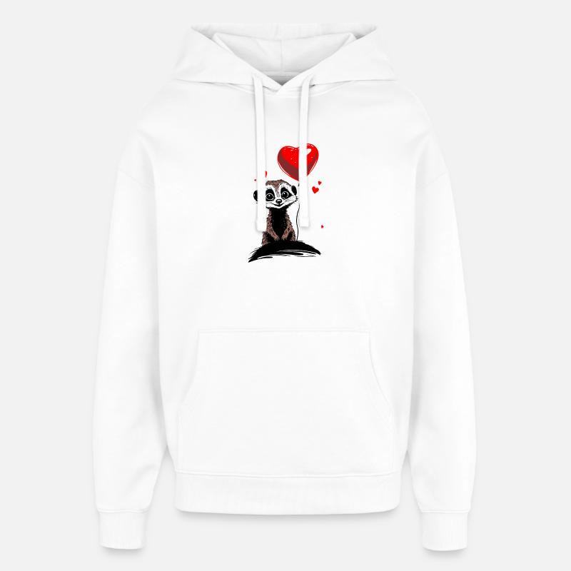 Ballon cœur de suricate - Heartful Creatures - Sweat à capuche unisexe Stanley/Stella Oversized - blanc