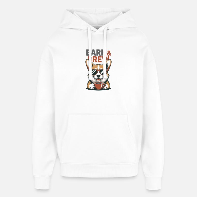 Chien du Bark And Brew Coffee - Sweat à capuche unisexe Stanley/Stella Oversized - blanc