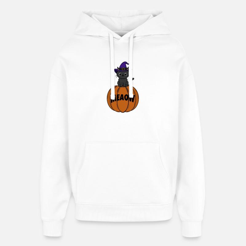 Chat Halloween - Sweat à capuche unisexe Stanley/Stella Oversized - blanc