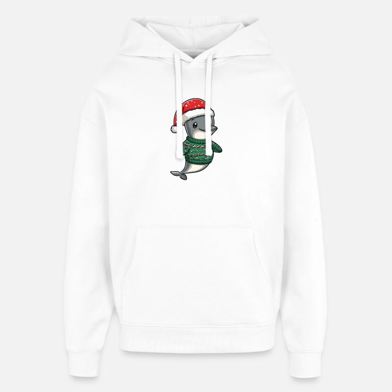 Noël dauphin - Sweat à capuche unisexe Stanley/Stella Oversized - blanc