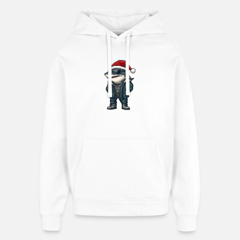 Noël Hiver du requin - Sweat à capuche unisexe Stanley/Stella Oversized - blanc