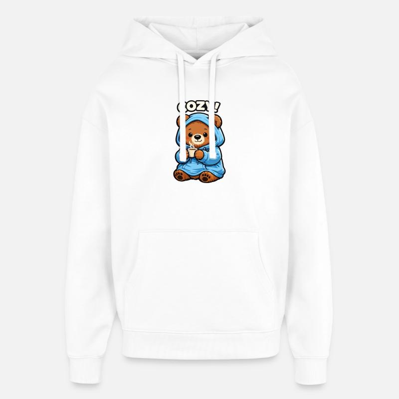 Ours Câlin avec Sweat Coffee - Sweat à capuche unisexe Stanley/Stella Oversized - blanc