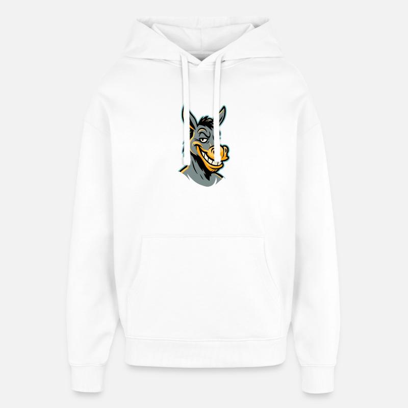 Âne souriant espiègle - Sweat à capuche unisexe Stanley/Stella Oversized - blanc