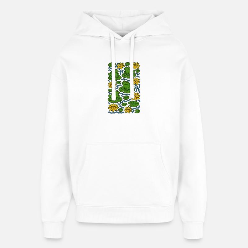 Grenouilles en fleurs - Sweat à capuche unisexe Stanley/Stella Oversized - blanc