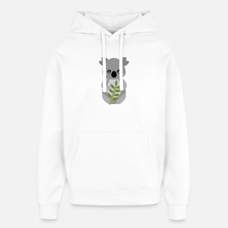 Koala à l’étreinte de feuille - Sweat à capuche unisexe Stanley/Stella Oversized - blanc