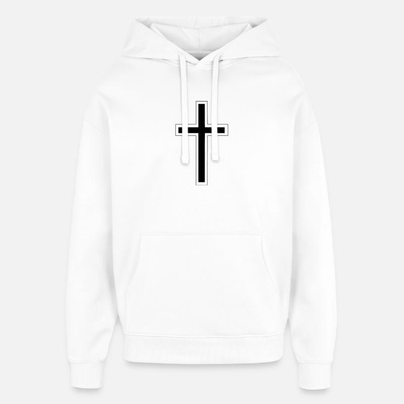 croix - Sweat à capuche unisexe Stanley/Stella Oversized - blanc