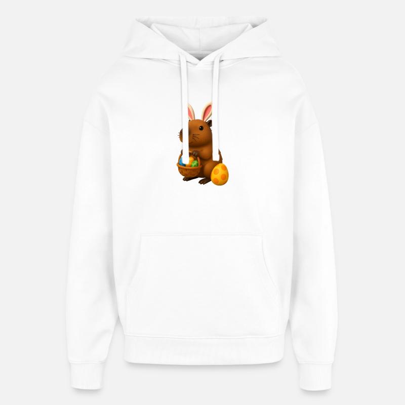 Osterhasen-Capybara mit Körbchen mit bunten Eiern - Oversized Unisex Hoodie von Stanley/Stella - Weiß