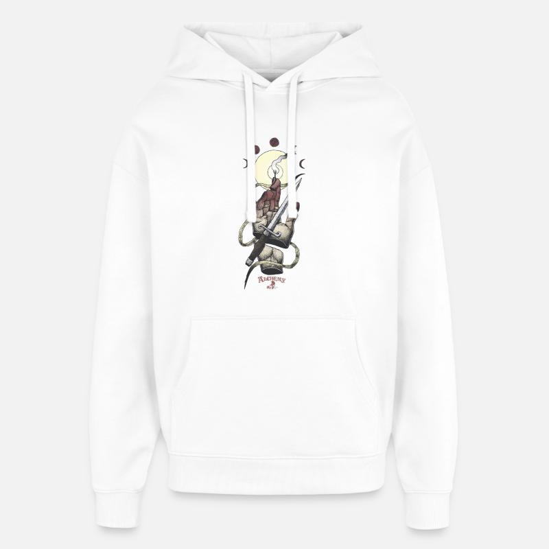 Alchemy England : main, poignards, lumière - Sweat à capuche unisexe Stanley/Stella Oversized - blanc